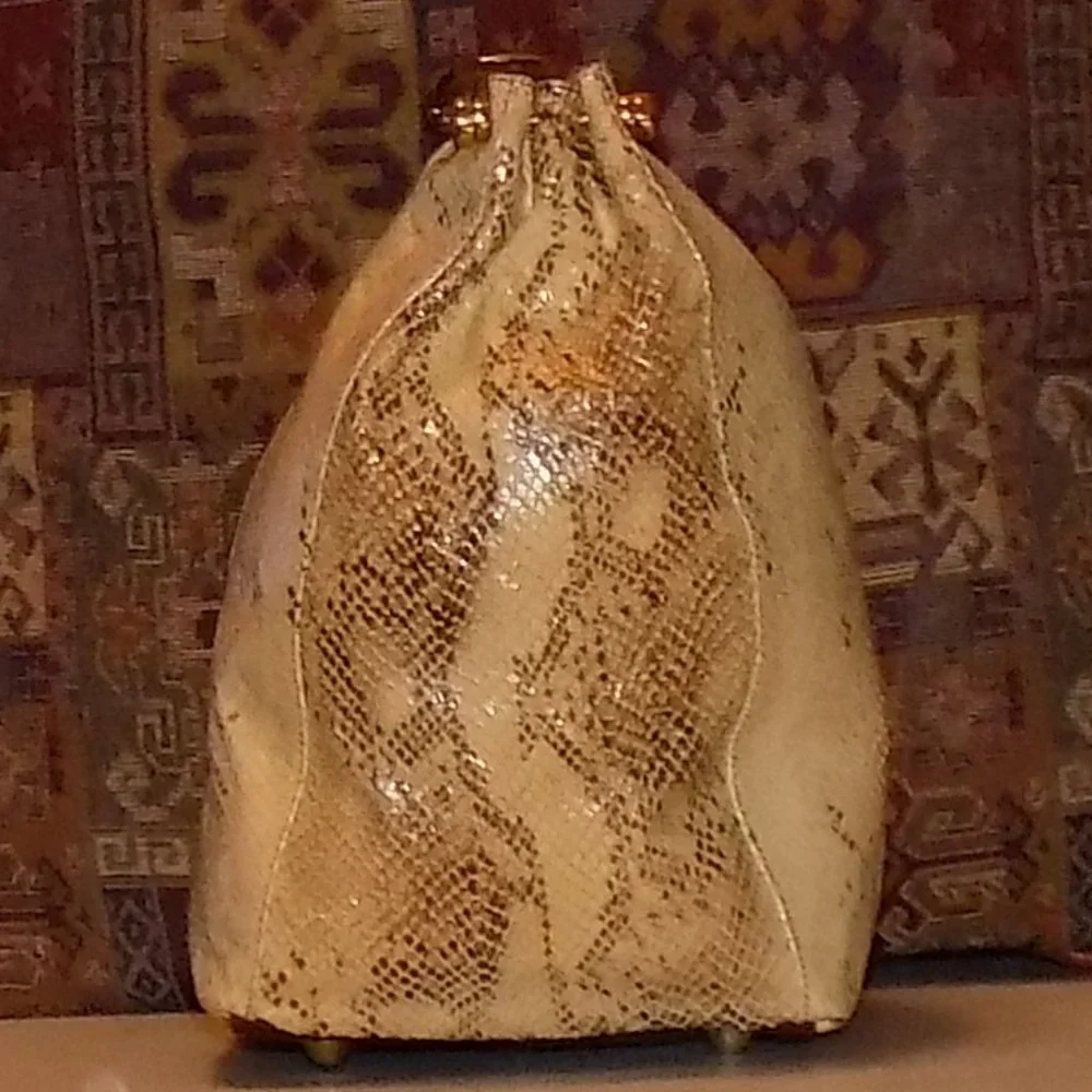 Marino Orlandi bucket bag snake embossed leather Italy - Picture 7 of 16